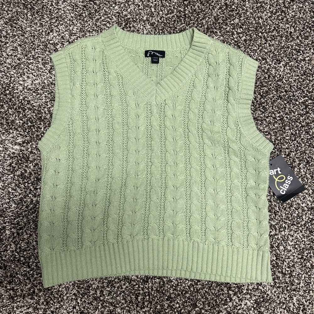 Sage Green Knit Sweater Vest